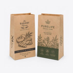 Custom Printed Box Bottom Kraft Bags